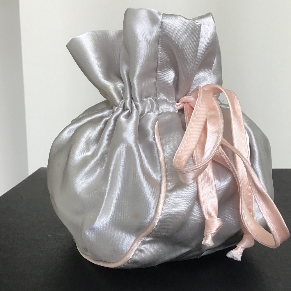 Cacharel Anais Anais original vintage satin pouch in silver tone